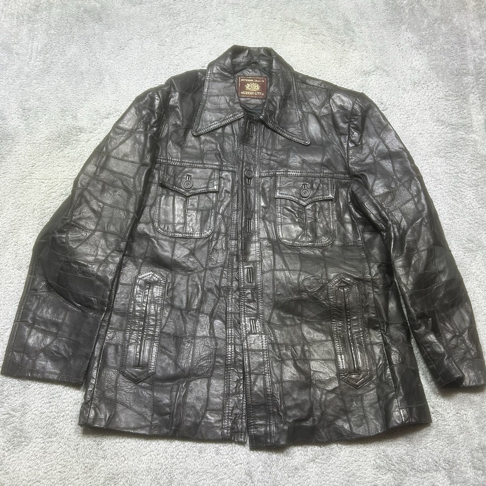 Vintage Anderson-Little Leather Jacket Men's Size 46‎ Buttons Retro Patchwork